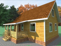 Дом из бруса 6х8 | Одноэтажные с мансардой деревянные садовые домики с террасой 6х8