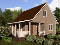 Каркасный дом 9х9 | Одноэтажные с мансардой деревянные дачные дома с террасой 7х9