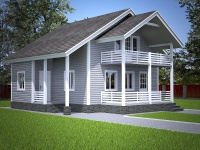Каркасный дом 7х9 | Полутороэтажные деревянные коттеджи с террасой