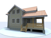 Каркасный дом 9х12 | Деревянные коттеджи с террасой