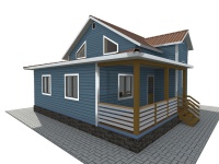 Каркасный дом 7х10 | Полутороэтажные деревянные дома и коттеджи с террасой 8х10