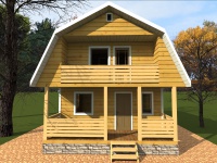 Дом из бруса 6х8 | Одноэтажные с мансардой садовые домики из бруса с террасой
