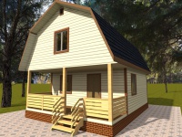 Каркасный дом 6х8 | Одноэтажные с мансардой деревянные дачные дома с террасой 6х8