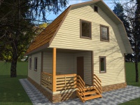 Каркасный дом 7х9 | Одноэтажные с мансардой деревянные дачные дома с террасой 7х9