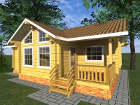 Дом из бруса 8х11 | Одноэтажные деревянные дома с террасой