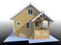 Каркасный дом 6х6 | Одноэтажные деревянные дома и коттеджи с террасой