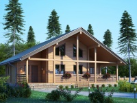 Дом из бруса 12х12 | Полутороэтажные деревянные коттеджи с террасой